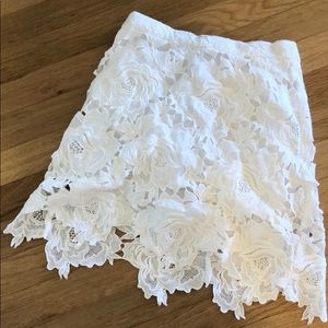 White lace high waisted skirt.